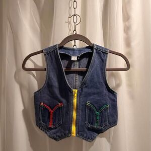 Youth vintage clothes! Multi-color zipper vest